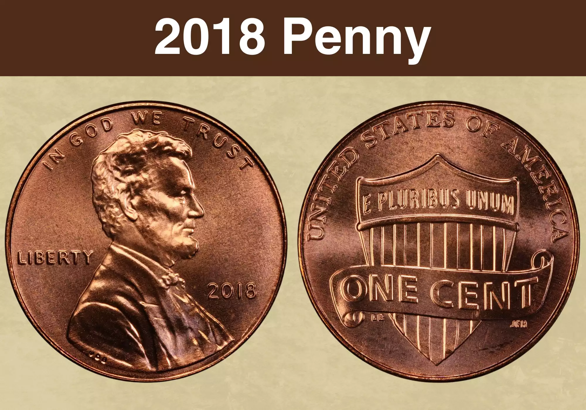 2018 Lincoln Shield penny obverse and reverse showing Union Shield design